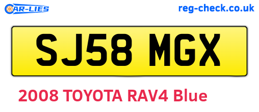 SJ58MGX are the vehicle registration plates.