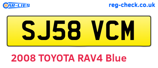 SJ58VCM are the vehicle registration plates.