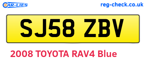 SJ58ZBV are the vehicle registration plates.