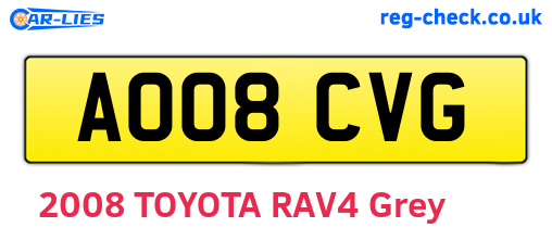 AO08CVG are the vehicle registration plates.