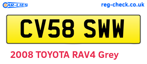 CV58SWW are the vehicle registration plates.