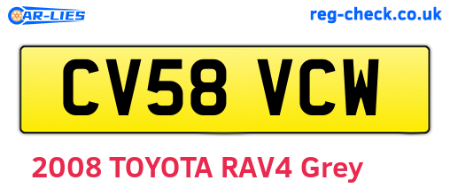 CV58VCW are the vehicle registration plates.