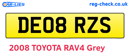 DE08RZS are the vehicle registration plates.