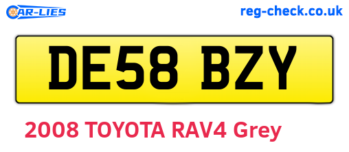 DE58BZY are the vehicle registration plates.