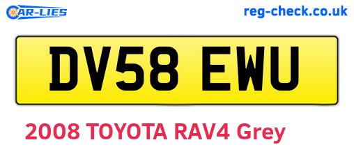 DV58EWU are the vehicle registration plates.