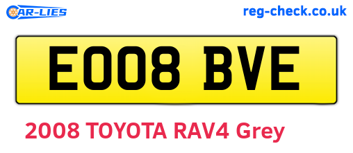 EO08BVE are the vehicle registration plates.