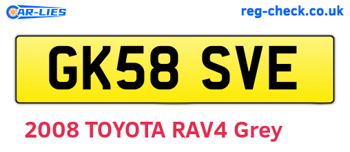 GK58SVE are the vehicle registration plates.
