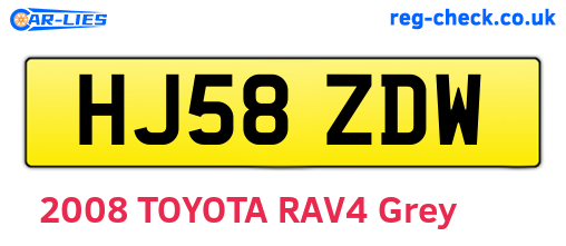 HJ58ZDW are the vehicle registration plates.