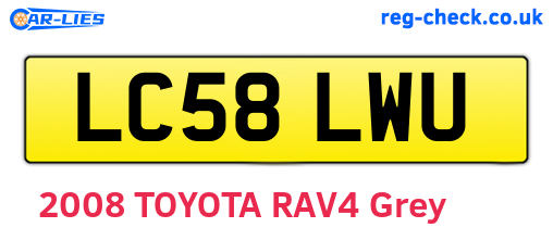 LC58LWU are the vehicle registration plates.