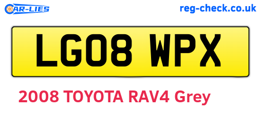 LG08WPX are the vehicle registration plates.