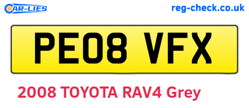 PE08VFX are the vehicle registration plates.