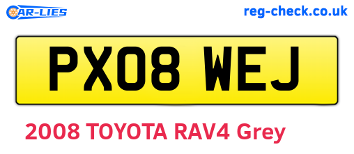 PX08WEJ are the vehicle registration plates.