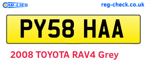 PY58HAA are the vehicle registration plates.
