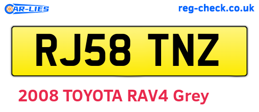RJ58TNZ are the vehicle registration plates.