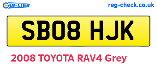 SB08HJK are the vehicle registration plates.
