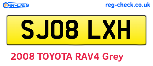 SJ08LXH are the vehicle registration plates.