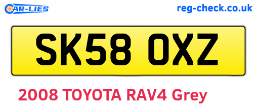 SK58OXZ are the vehicle registration plates.