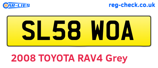 SL58WOA are the vehicle registration plates.