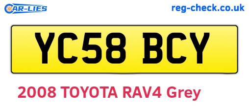 YC58BCY are the vehicle registration plates.