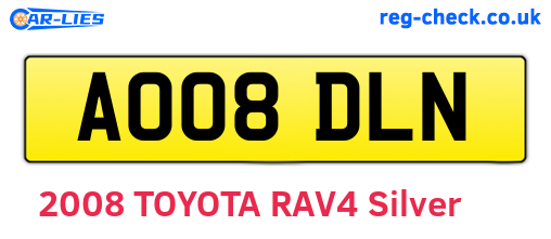 AO08DLN are the vehicle registration plates.