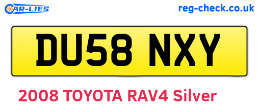 DU58NXY are the vehicle registration plates.