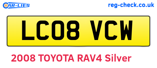 LC08VCW are the vehicle registration plates.