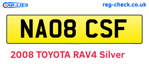 NA08CSF are the vehicle registration plates.