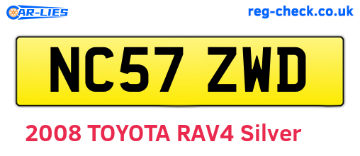 NC57ZWD are the vehicle registration plates.