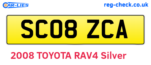 SC08ZCA are the vehicle registration plates.