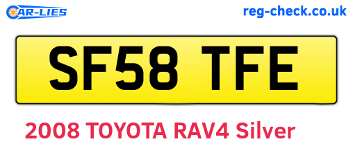 SF58TFE are the vehicle registration plates.