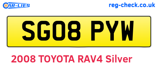 SG08PYW are the vehicle registration plates.