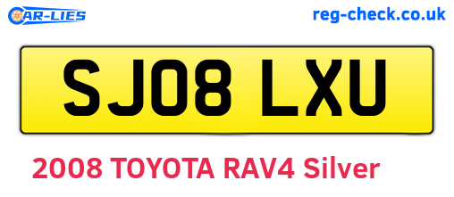 SJ08LXU are the vehicle registration plates.