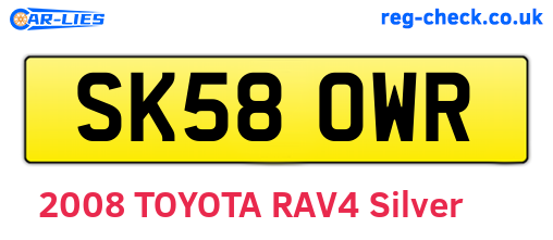 SK58OWR are the vehicle registration plates.