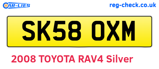 SK58OXM are the vehicle registration plates.