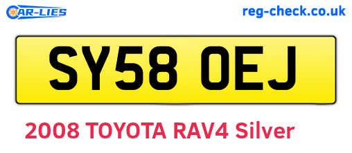 SY58OEJ are the vehicle registration plates.