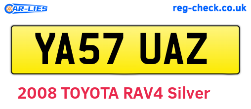 YA57UAZ are the vehicle registration plates.
