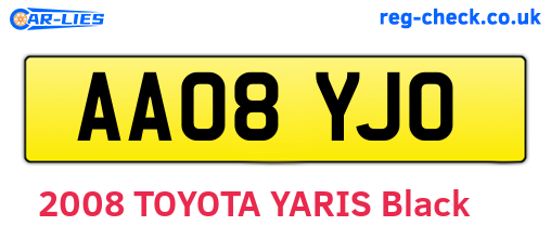 AA08YJO are the vehicle registration plates.