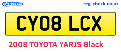 CY08LCX are the vehicle registration plates.