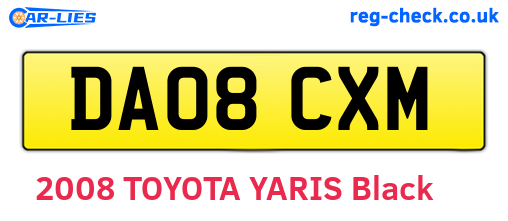 DA08CXM are the vehicle registration plates.