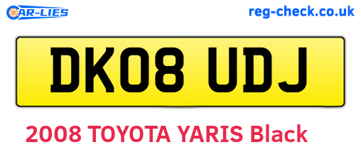 DK08UDJ are the vehicle registration plates.
