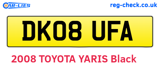 DK08UFA are the vehicle registration plates.