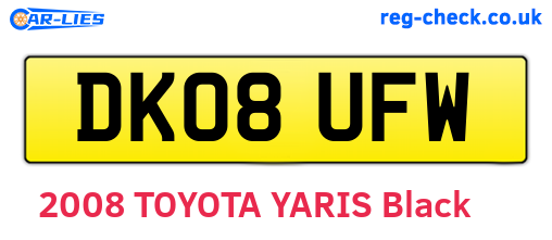 DK08UFW are the vehicle registration plates.