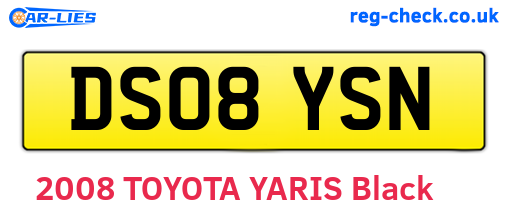 DS08YSN are the vehicle registration plates.