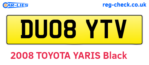 DU08YTV are the vehicle registration plates.