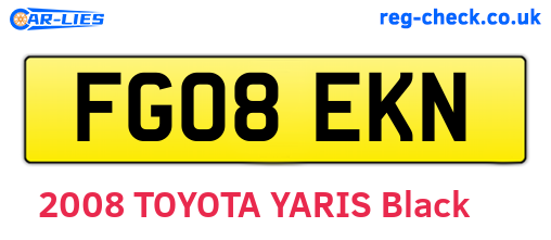 FG08EKN are the vehicle registration plates.