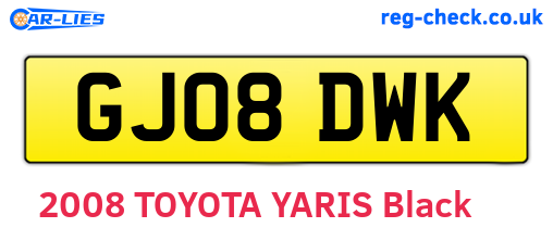 GJ08DWK are the vehicle registration plates.