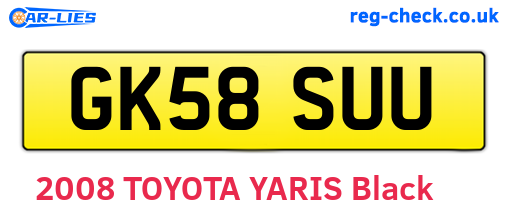 GK58SUU are the vehicle registration plates.