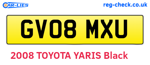 GV08MXU are the vehicle registration plates.