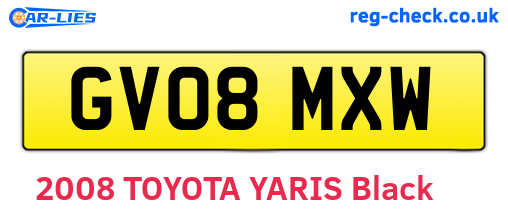 GV08MXW are the vehicle registration plates.