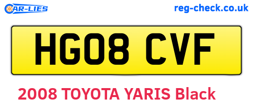 HG08CVF are the vehicle registration plates.